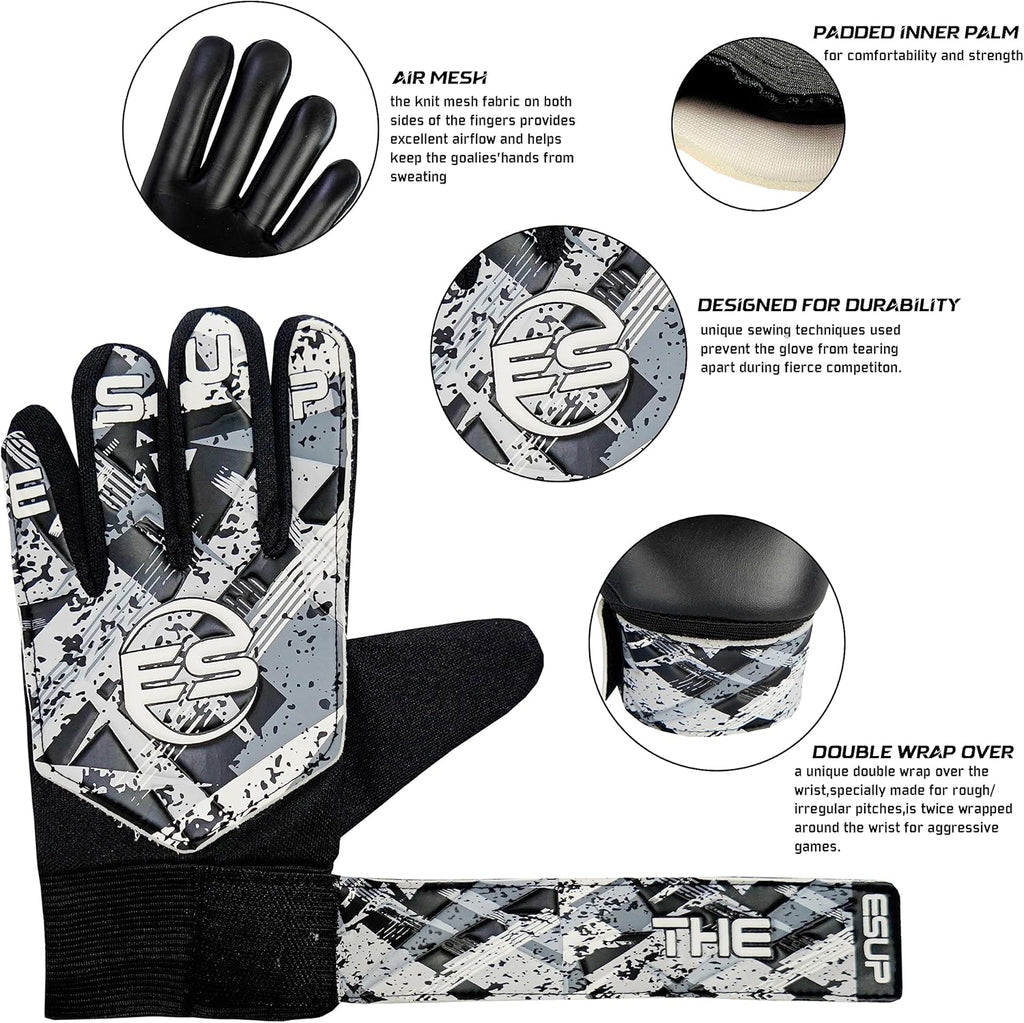 Regine Switzerland Soccer Goalie Gloves - Youth & Adult Football Keeper Gloves with Double Wrist Support & 4mm Anti-Slip Latex Palm