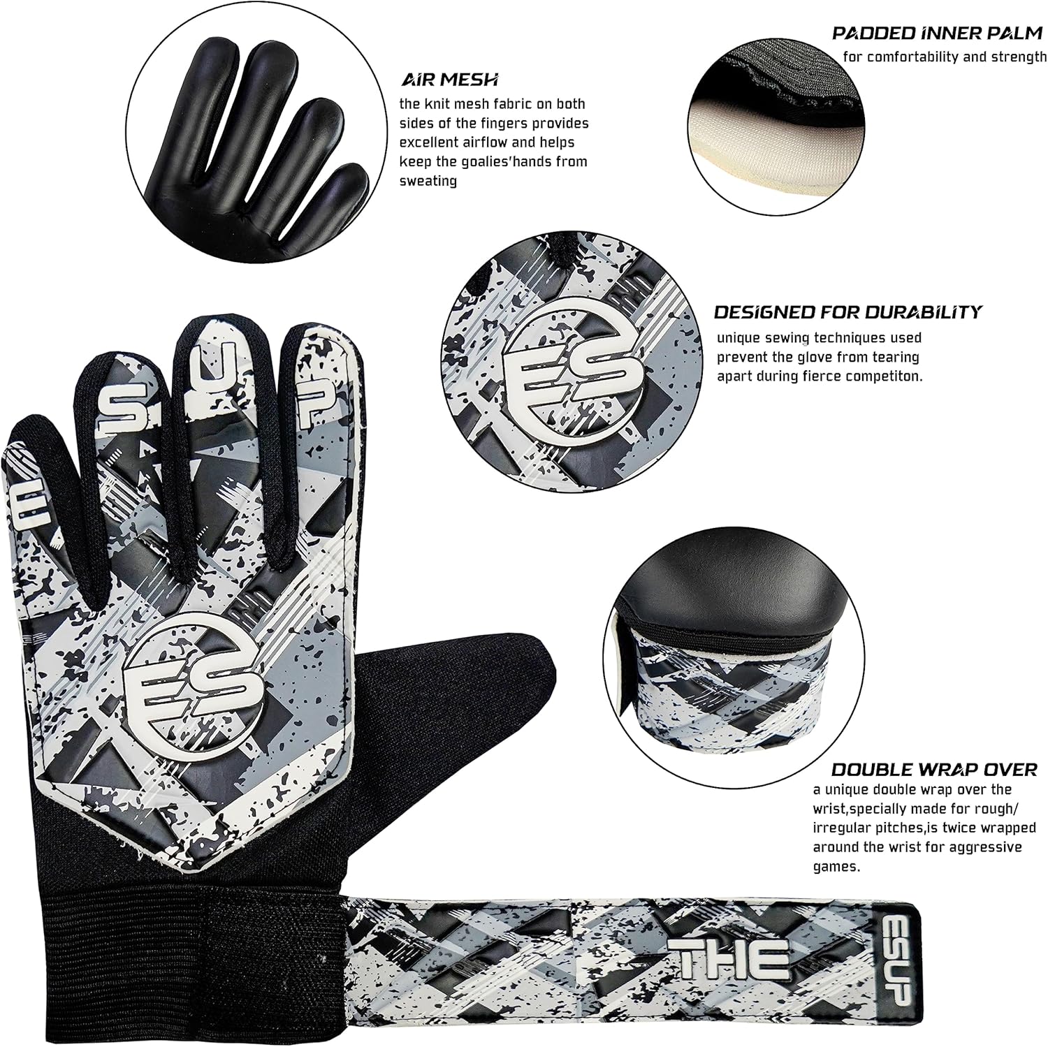 Regine Switzerland Soccer Goalie Gloves - Youth & Adult Football Keeper Gloves with Double Wrist Support & 4mm Anti-Slip Latex Palm