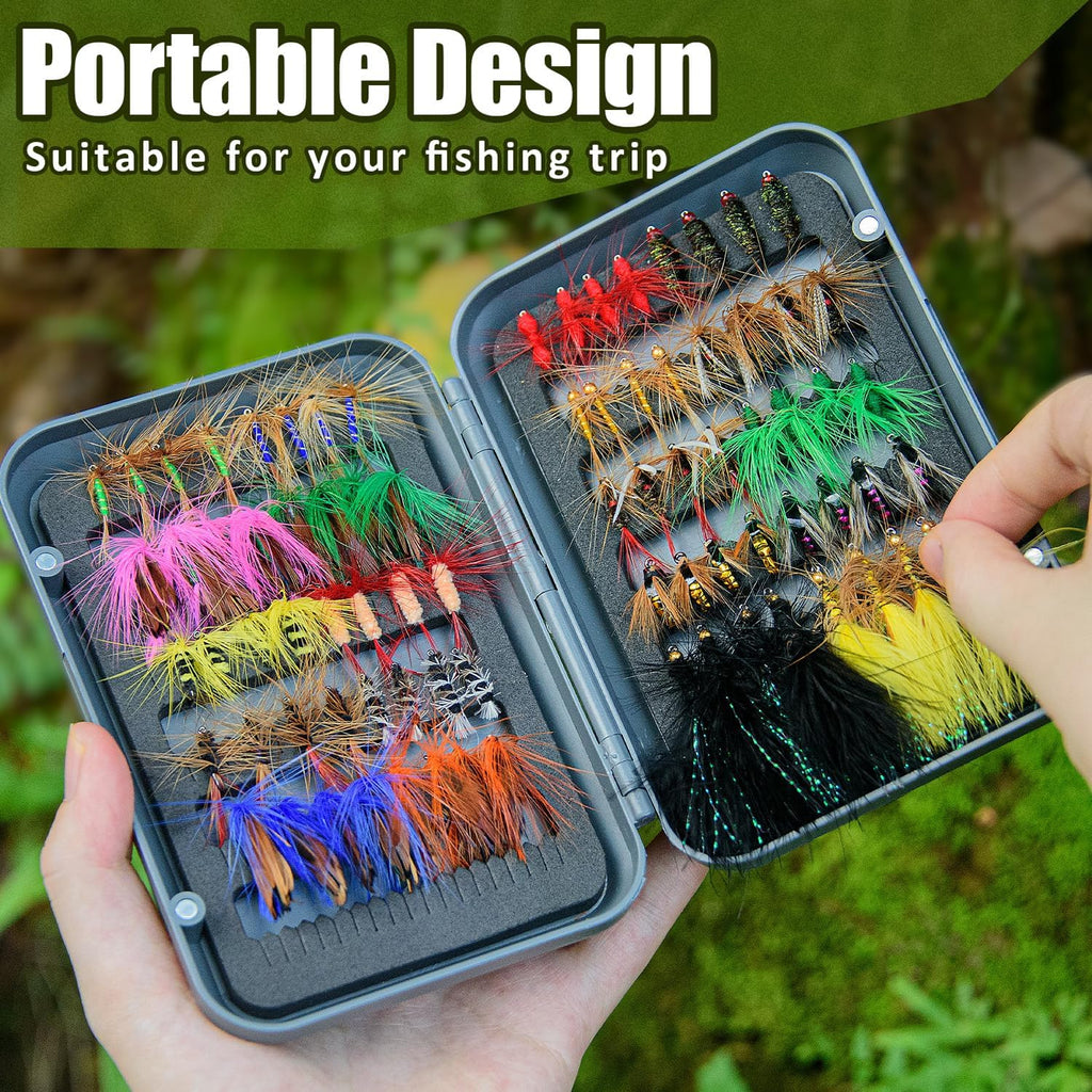 YDIUDL 3rd Gen Fly Fishing Flies Kit - 80 Hand-Tied Dry Flies for Trout, Bass & Salmon | Lifelike Lures for Freshwater Fishing