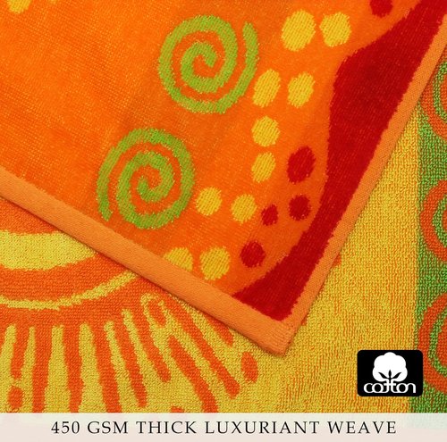 COTTON CRAFT Oversized Hooded Beach Towel - XXL 35x84 Soft Cotton Velour - Sunshine Orange Yellow