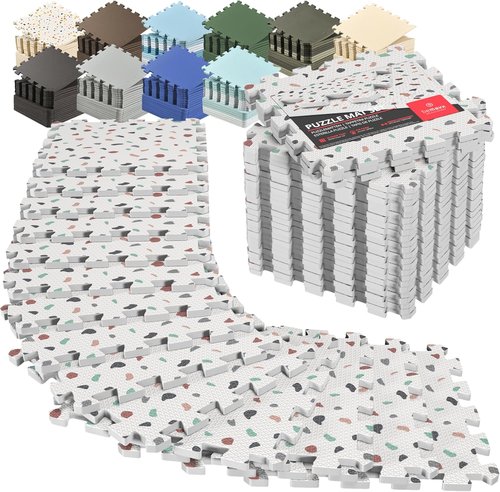 Bemaxx Gym Mats Set - 18 Pcs EVA Interlocking Foam Tiles for Home Workout | 18 Sqft Protective Flooring