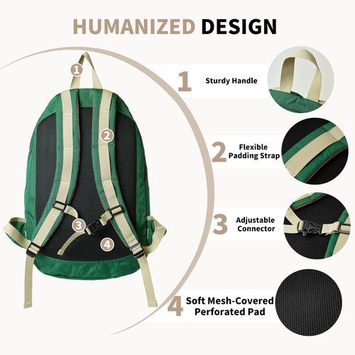 MUHUASHI Casual Canvas Backpack for Women Large Capacity Vintage Campus Daypack and Travel Backpack (Green)