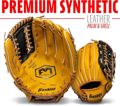Franklin Sports Field Master Baseball & Softball Glove - Adult & Youth Mitts for Right Hand Throw