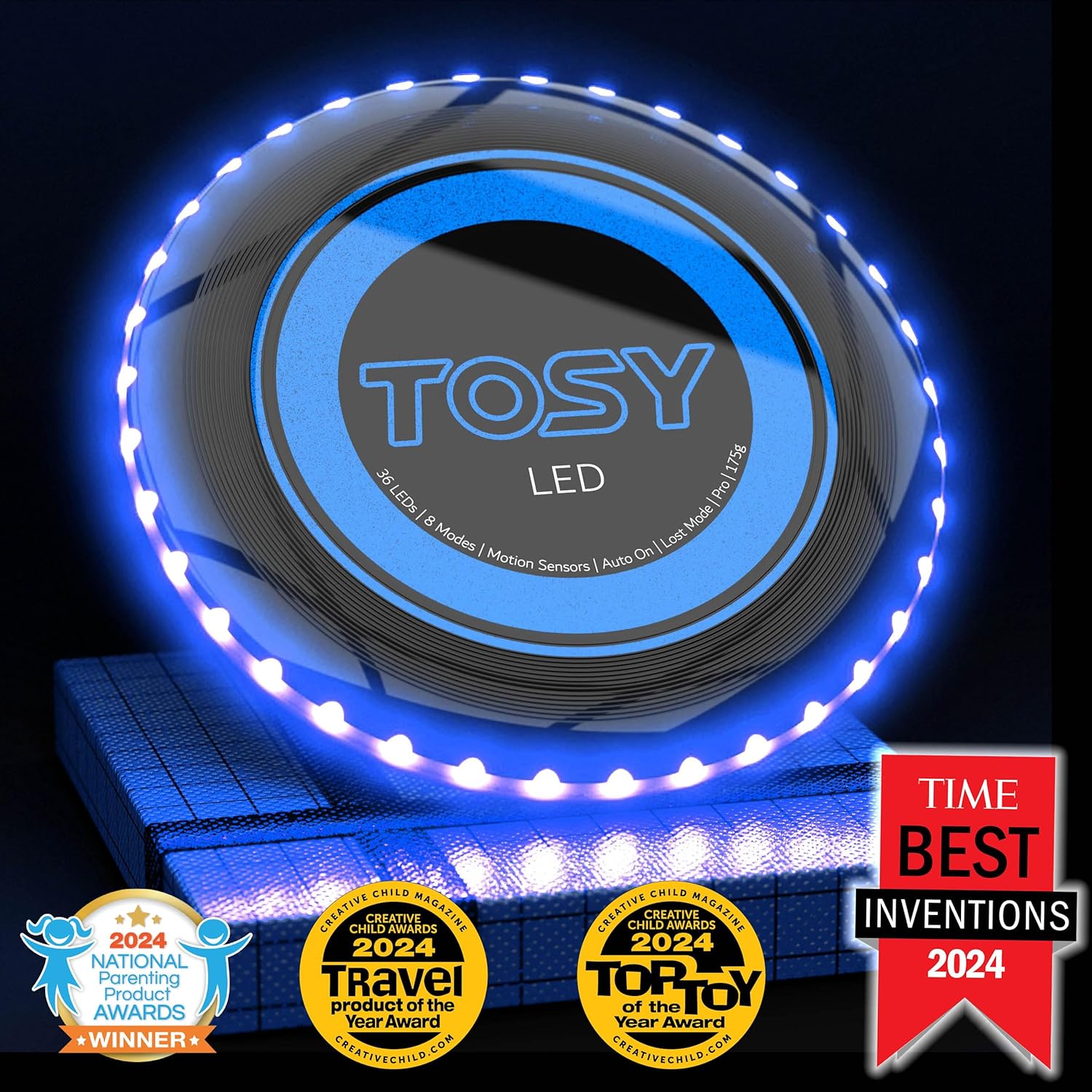 TOSY Flying Disc - Super Bright RGB LED Toy with Smart Modes | Rechargeable & Waterproof, 175g