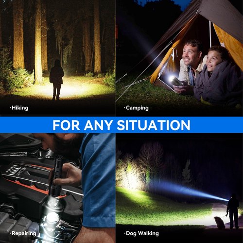 TEQDOT Flashlights High Lumens 990000 LED Rechargeable Tactical Flashlight Zoomable 3 Modes Fast Charging IPX6 Waterproof Super Bright Handheld Flashlights for Camping Hiking Outdoor and Gift