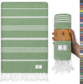 Ossano Turkish Beach Towel - Absorbent & Quick-Dry Oversized (39" x 71") | Versatile Yoga Mat, Picnic, Travel & Bath Towel - Green