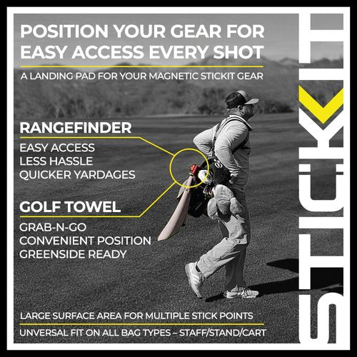 STICKIT Metal Landing Pad I Bag Clip for Quick and Easy Use of Magnetic Golf Gear & Accessories with Convenient Positioning on Your Golf Bag