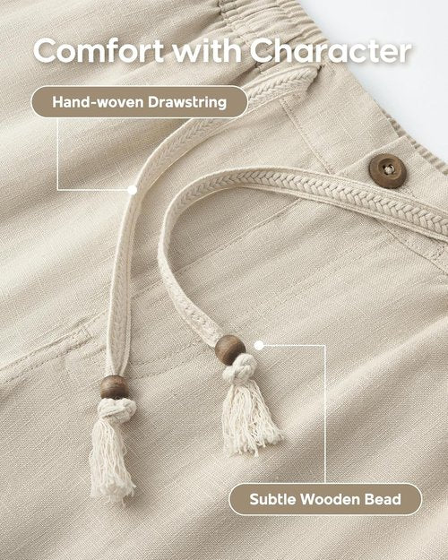 Maamgic Men's Linen Shorts - Breathable Casual Drawstring Design | Perfect for Summer Beach Vacations