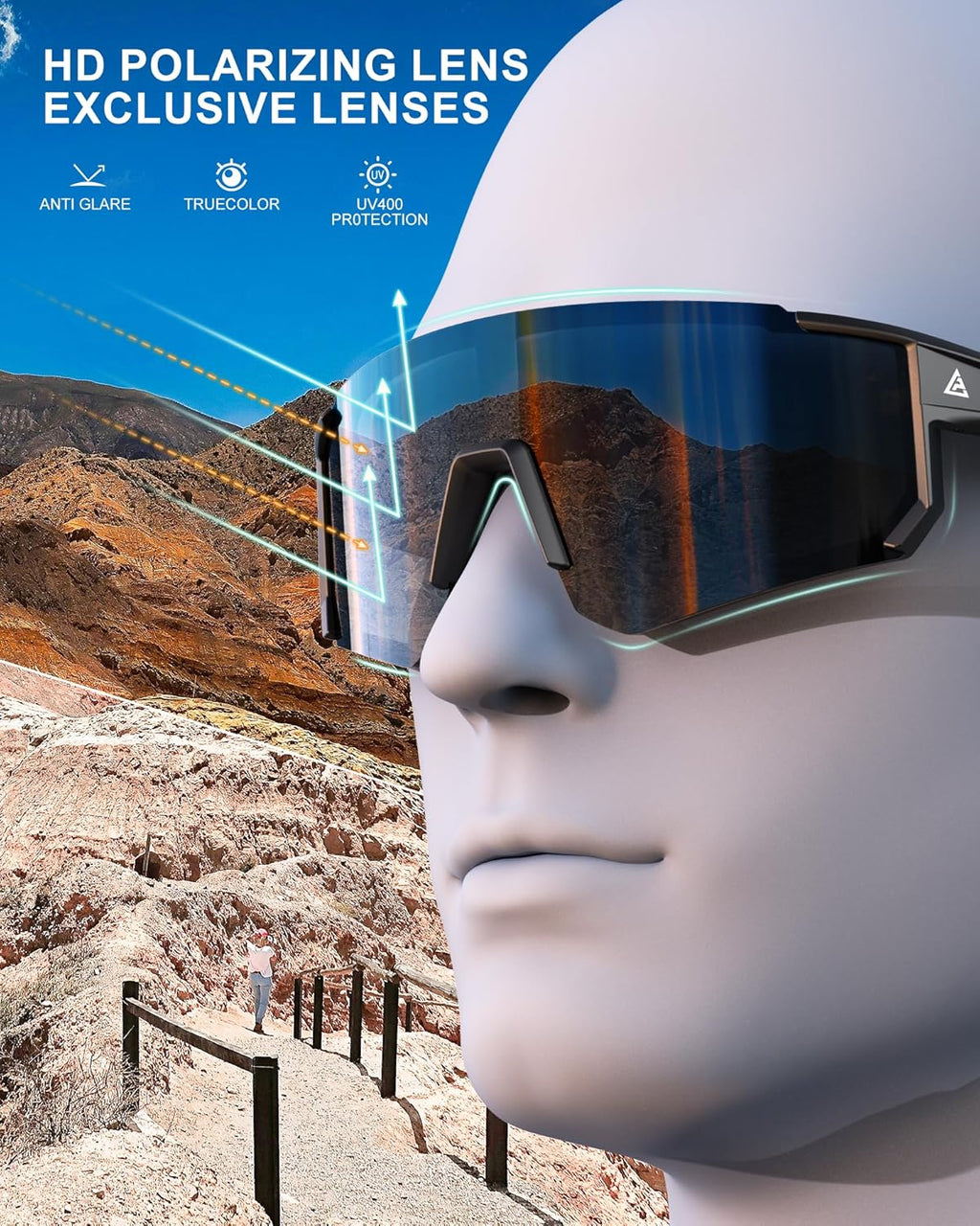 Polarized Sports Sunglasses - UV400 Protection for Men & Women | Wrap-Around Design for Cycling & Running