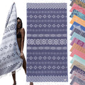 Turkish Towel Co. 100% Cotton Quick Dry Beach Towel - Oversized Sandproof Travel Towel (69 x 37 in) | Fast Drying, Packable, Cloud Design