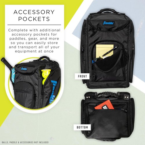 Franklin Sports Portable Pickleball Hopper Bag - 100 Ball Rolling Caddy & Storage Solution