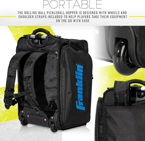 Franklin Sports Portable Pickleball Hopper Bag - 100 Ball Rolling Caddy & Storage Solution