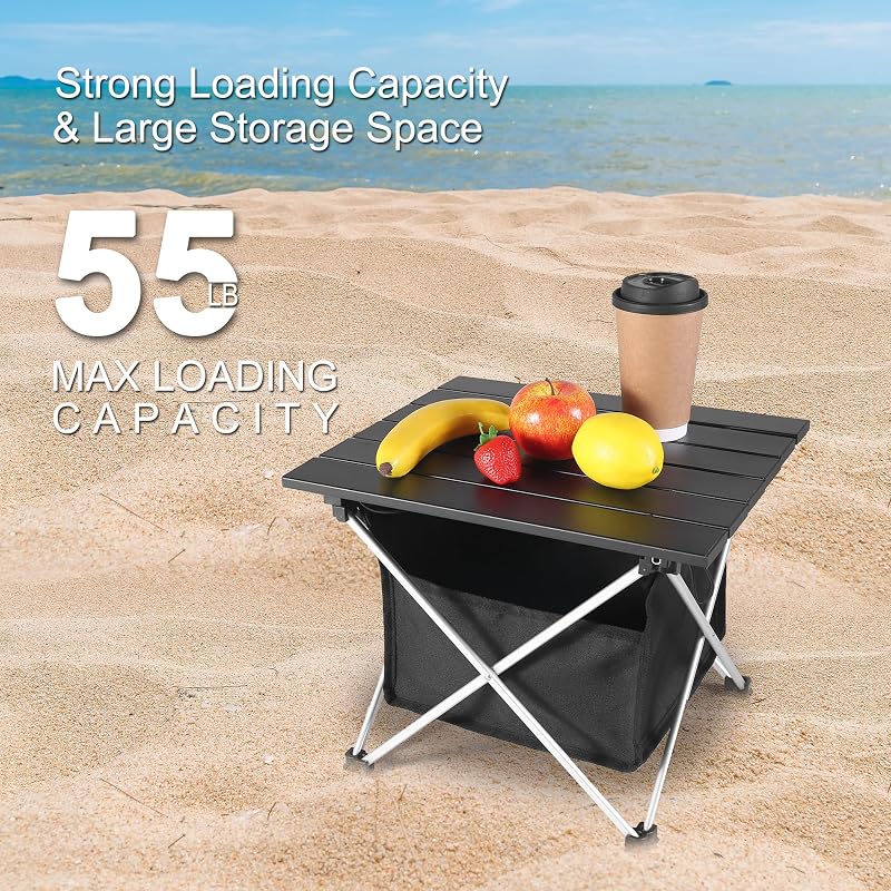 Grope Ultralight Aluminum Camping Table with Storage Bag – Black, Small, Includes Carry Bag and Set (Variation of THIS listing: Black+Camping Table Set – Leg & Top & Storage Bag+Small)
