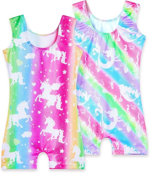 Leotard for Girls by [Brand Name] - Sparkly Sleeveless Gymnastics Unitard with Shorts | 2 Pack