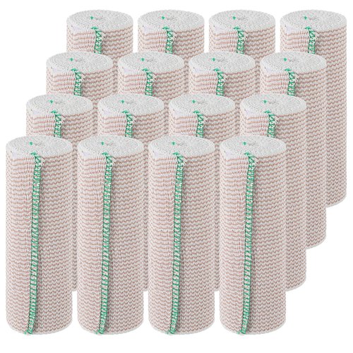 16 Pack Elastic Bandage Wrap 6 Inch Athletic Elastic Wrap Bandages with Self Closure on Both Ends Medical Bandage Wraps for Legs Knees Wrists Elbows Shoulders Ankles Berige