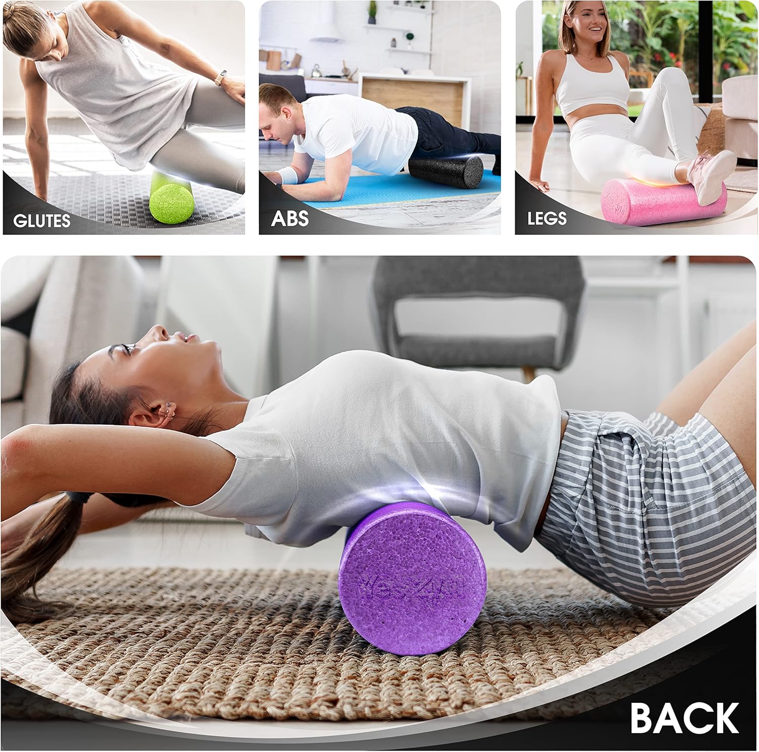 Yes4All High-Density Foam Roller - Versatile Back Roller for Yoga, Pilates & Stretching | 12-36 Inch Sizes