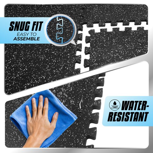 Yes4All Rubber Gym Flooring for Home Gym, 0.56" Thick Gym Flooring Tiles, EVA Foam Mats with Rubber Top, Protective Flooring Mat