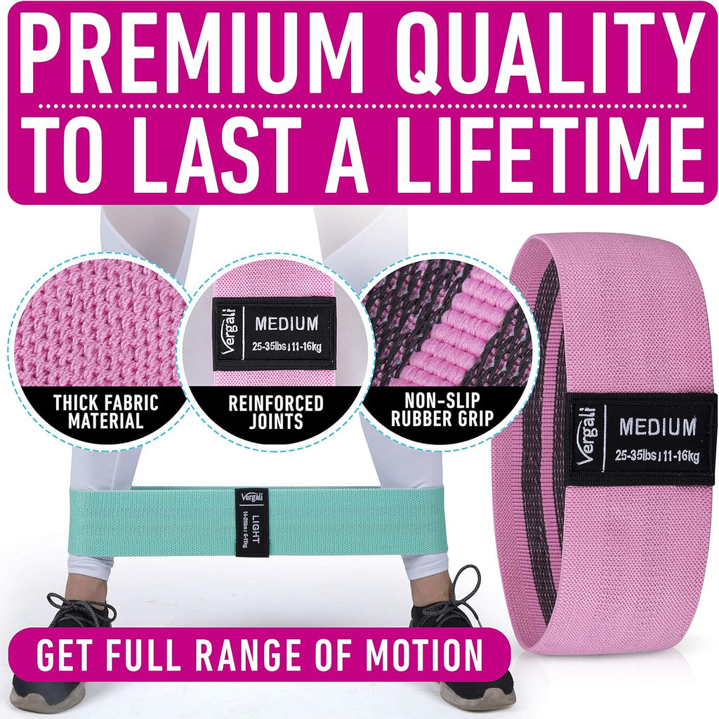 Resistance Bands - Fabric Elastic Workout Bands Set for Legs, Glutes & Thighs | 4 Booty Bands Guide
