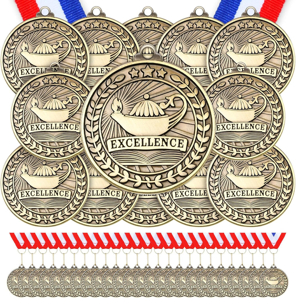Quelay Gold Award Medals - 60 Pcs 2 Inch Winner Medals with Neck Ribbons for Competitions & Events