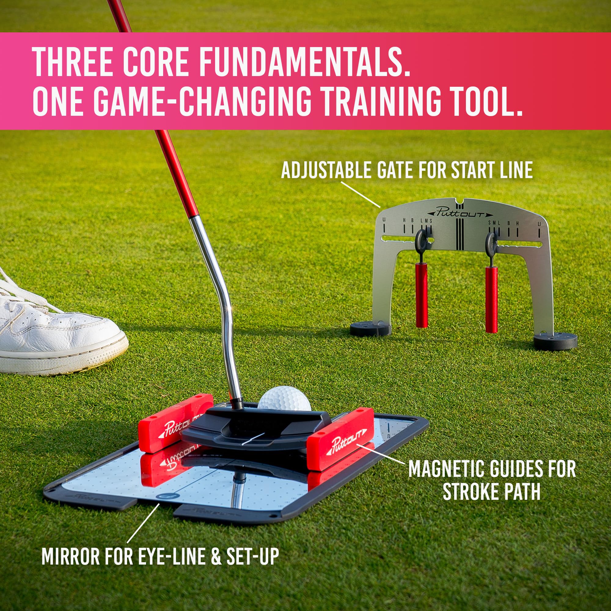 PuttOUT Magnetic Putting Mirror with Adjustable Gate