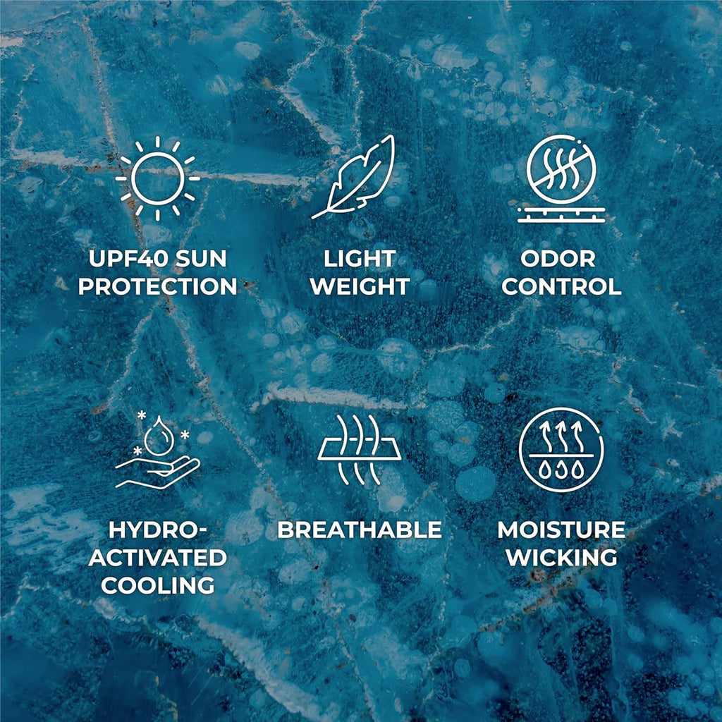 SHAKEitCOOL Cooling Towel - Stay Cool in Style | Lightweight, Soft, Sun Protection - Blue Wave