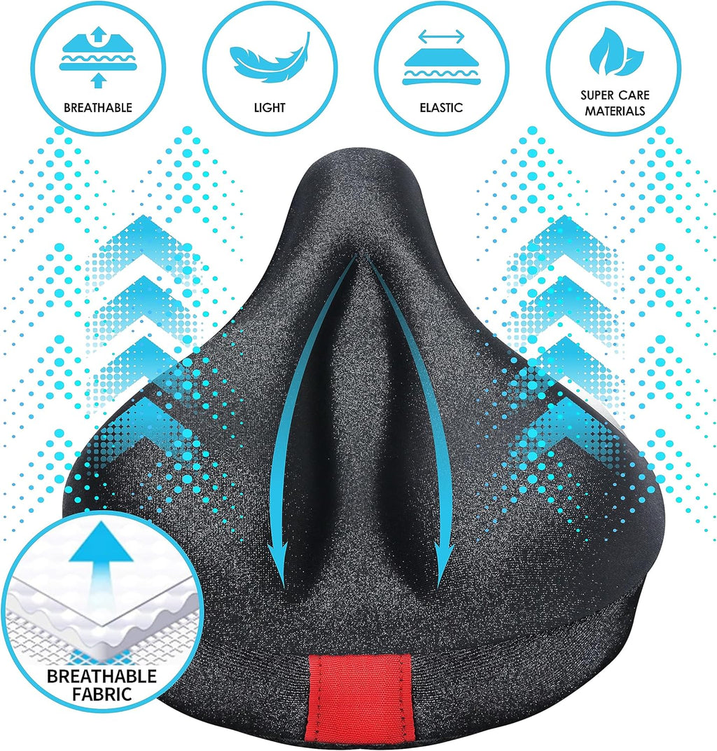 Peloton Bike Seat Cushion - Gel Bicycle Seat Cover for Ultimate Comfort | Extra Padded Memory Foam, 11”x7”