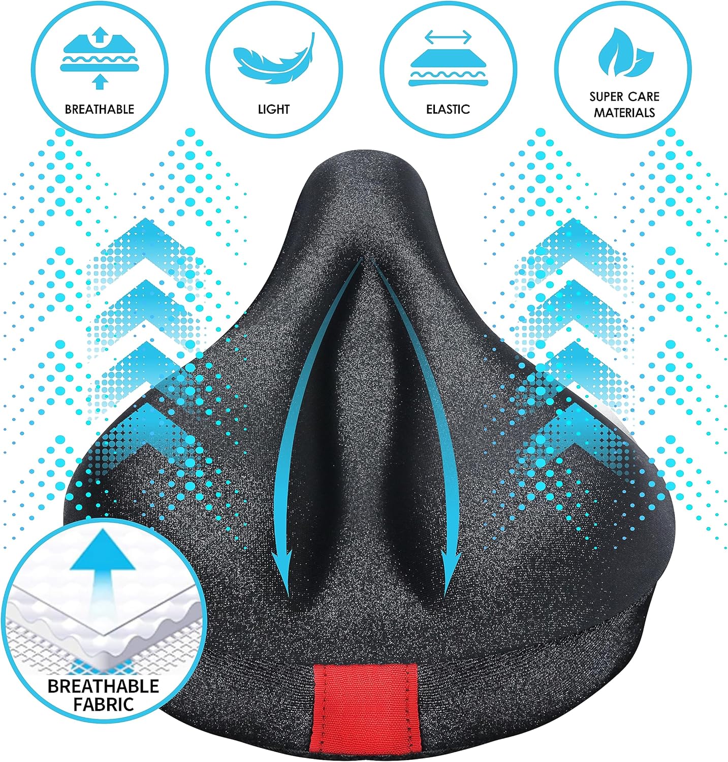 Peloton Bike Seat Cushion - Gel Bicycle Seat Cover for Ultimate Comfort | Extra Padded Memory Foam, 11”x7”