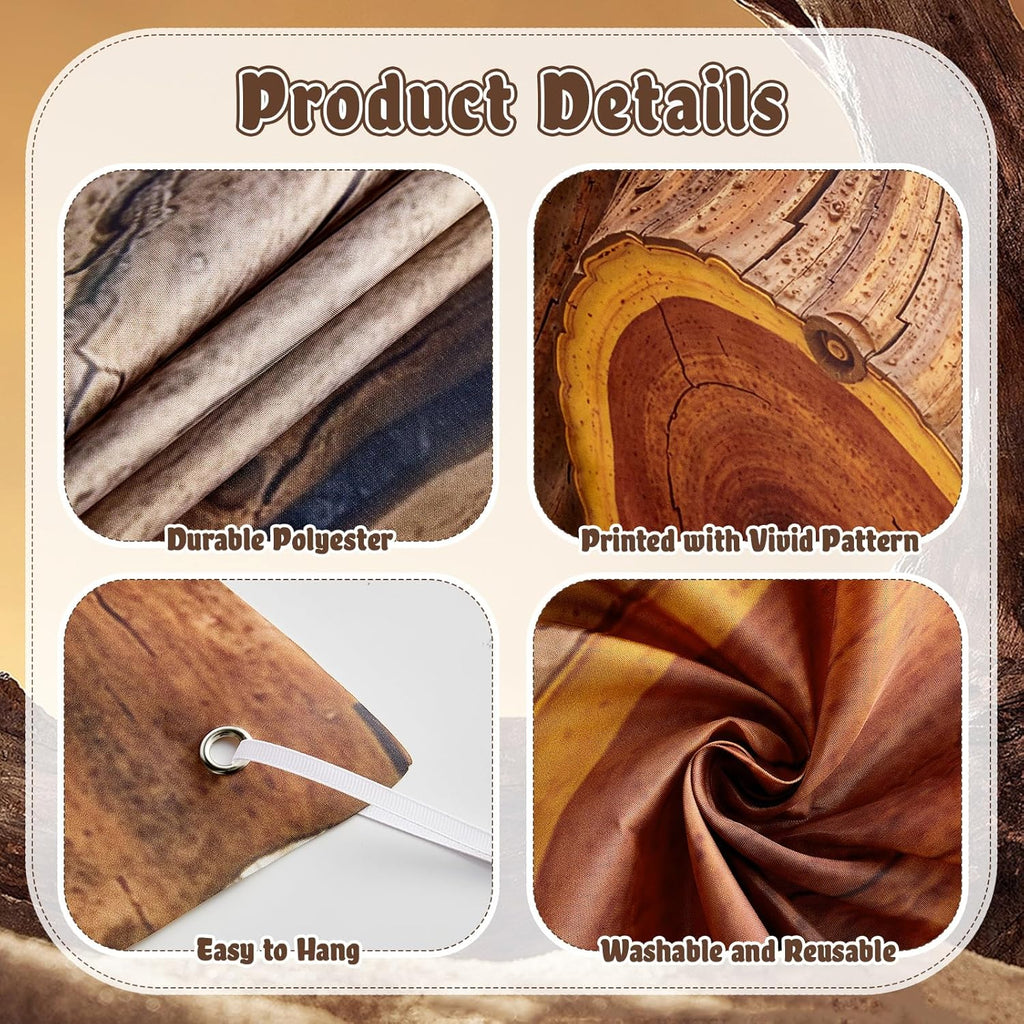 Skiennix Camping Wooden Circles Banner - Rustic Wood Party Decorations for Forest-Themed Events