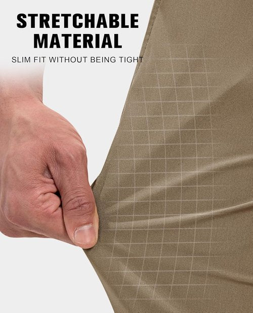 Lion Nardo Men's Slim Fit Dress Pants - Lightweight Golf & Business Casual with Hidden Elastic Waist