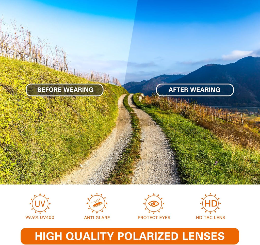 Suoso Polarized Sports Sunglasses - UV400 Protection for Men & Women | Wrap-Around Design for Fishing, Driving, Cycling