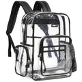 J.CARP Clear Bag Heavy Duty Backpack Durable Transparent See Through Bag (Large, Black)