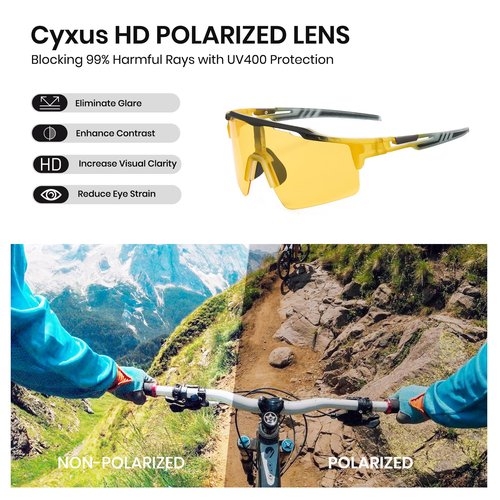 Cyxus Polarized Sunglasses for Men - Lightweight Golf Sun Glasses for Mens, Sunglasses for Men Polarized, Mens Sunglasses Polarized UV Protection for Fishing Cycling Driving Running Golf P1569