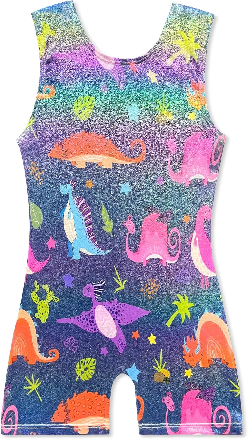 Skiennix Gymnastics Leotard for Girls - Shiny Toddler Biketard Unitard for Tumbling Fun