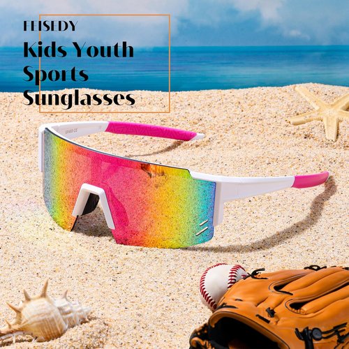 FEISEDY Kids Sunglasses - UV400 Youth Baseball Shades for Boys & Girls Age 8-16 | Stylish & Durable