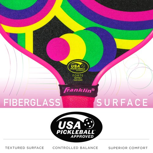 Franklin Sports Kids Pickleball Paddle - Forte Youth Racket for Kids - Junior Paddle Series - USA Pickleball (USAPA) Approved - 10mm Polypropylene Core - Pink