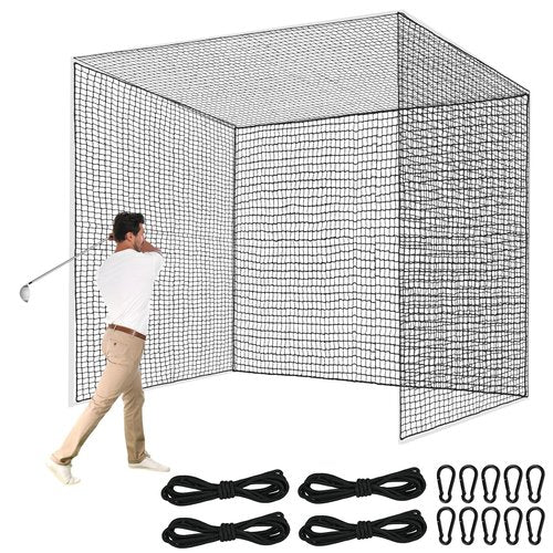 Heavy Duty Nylon Golf Batting Cage, 7.8 * 7.8 * 7.8ft Batting Cage Net with 10 Carabiners and 4 Tie Rope,Durable Golf Practice Net Batting Net for Backyard,Baseball Net Indoor Outdoor (ONLY NET)