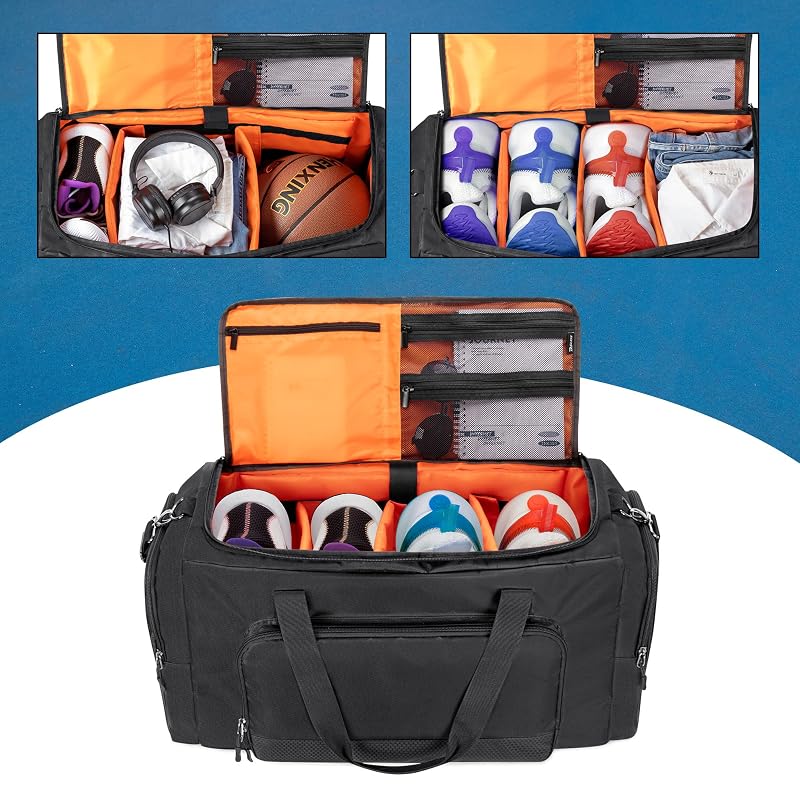DSLEAF Sneaker Travel Bag 4 Shoes Duffle Bag with Dividers