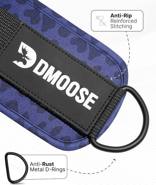 DMoose Fitness Ankle Straps for Cable Machines - Premium Padded Glute Kickback Straps for All Sizes | Ideal for Gym Workouts
