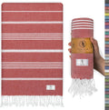 Turkish Beach Towel - Soft, Sand-Free Extra Large (39" x 71") | Quick-Dry, Versatile for Pool, Bath, Travel & Picnics - Rose Red