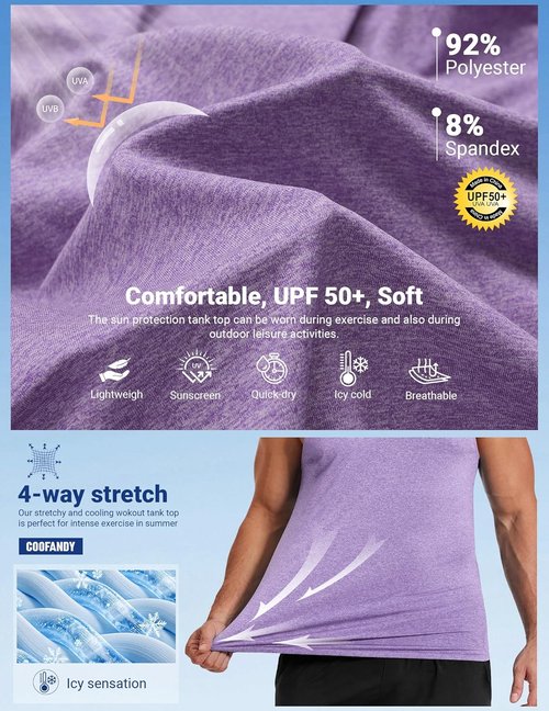 COOFANDY Men's Dry Fit Workout Tank Top - Sleeveless Athletic Shirt with UPF 50+ Protection | Summer Gym Essential