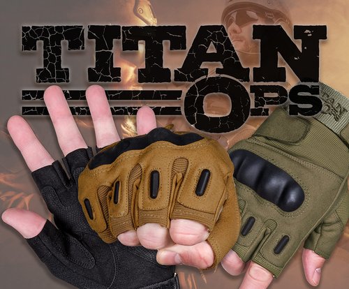 TitanOPS Fingerless ard Knuckle Motorcycle Hunting Tactical Training Shooting Outdoor Gloves