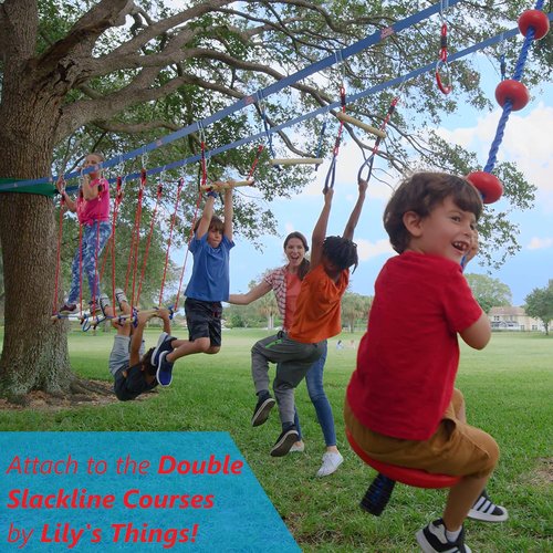 Lily's Things Monkey Bars for Kids - 2 Pack Ninja Slackline Accessories for Backyard Playsets