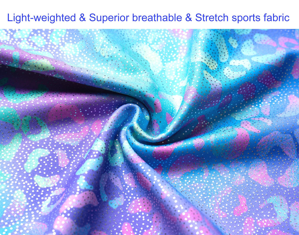 Domusgo Toddler Girls Gymnastics Leotards Size 1t 2t Shiny Green Purple Leopard Sleeveless Biketard with Shorts