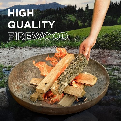 15" Oak Firewood Logs, with Fire Starters Set, Kiln-Dried Wood for Fire Pit, Seasoned Logs for Fireplace, Campfire, Firewood Bundle, Pizza Oven, Split Wood for Solo Stove, 1200 cub. in., 15-20lb
