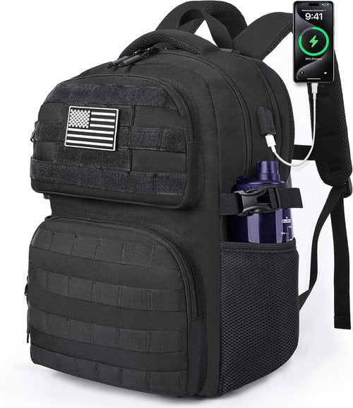 MOZETO 17-Inch Tactical Laptop Backpack - Utility Design with USB Charger Port | Flight Approved Travel Bag