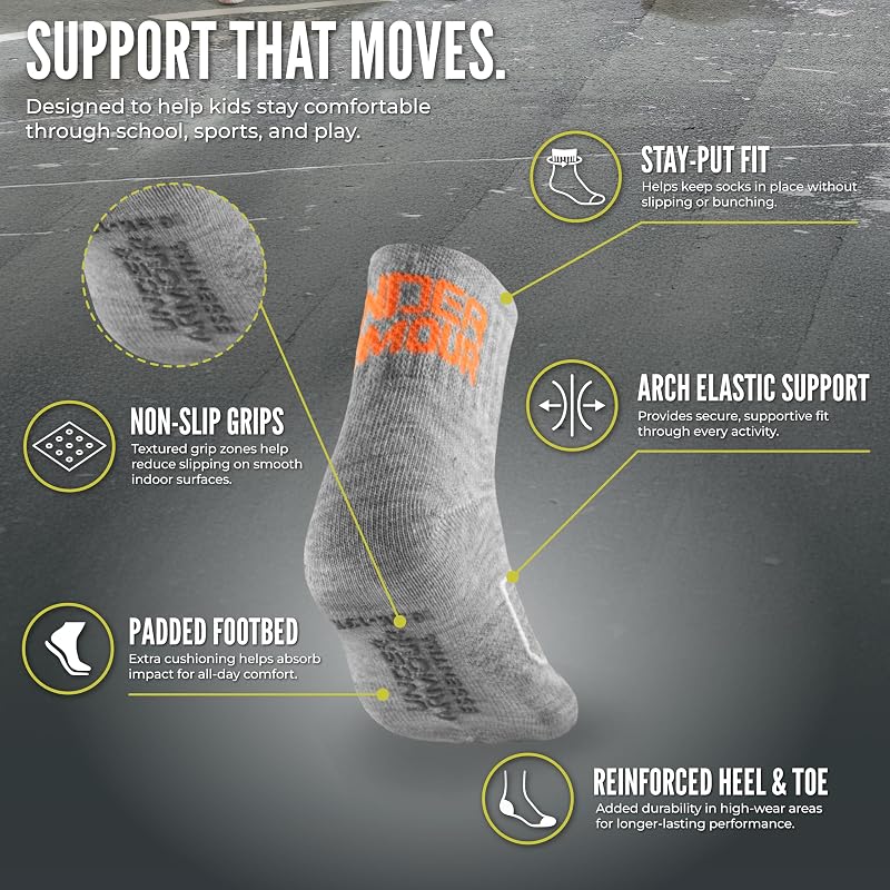Under Armour Kids Quarter Socks - Multi 4-6 Pairs