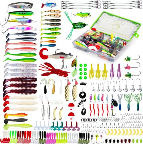 232PCS Fishing Kit - Complete Tackle Box with Lures, Spinner Baits & Accessories for Bass and Trout