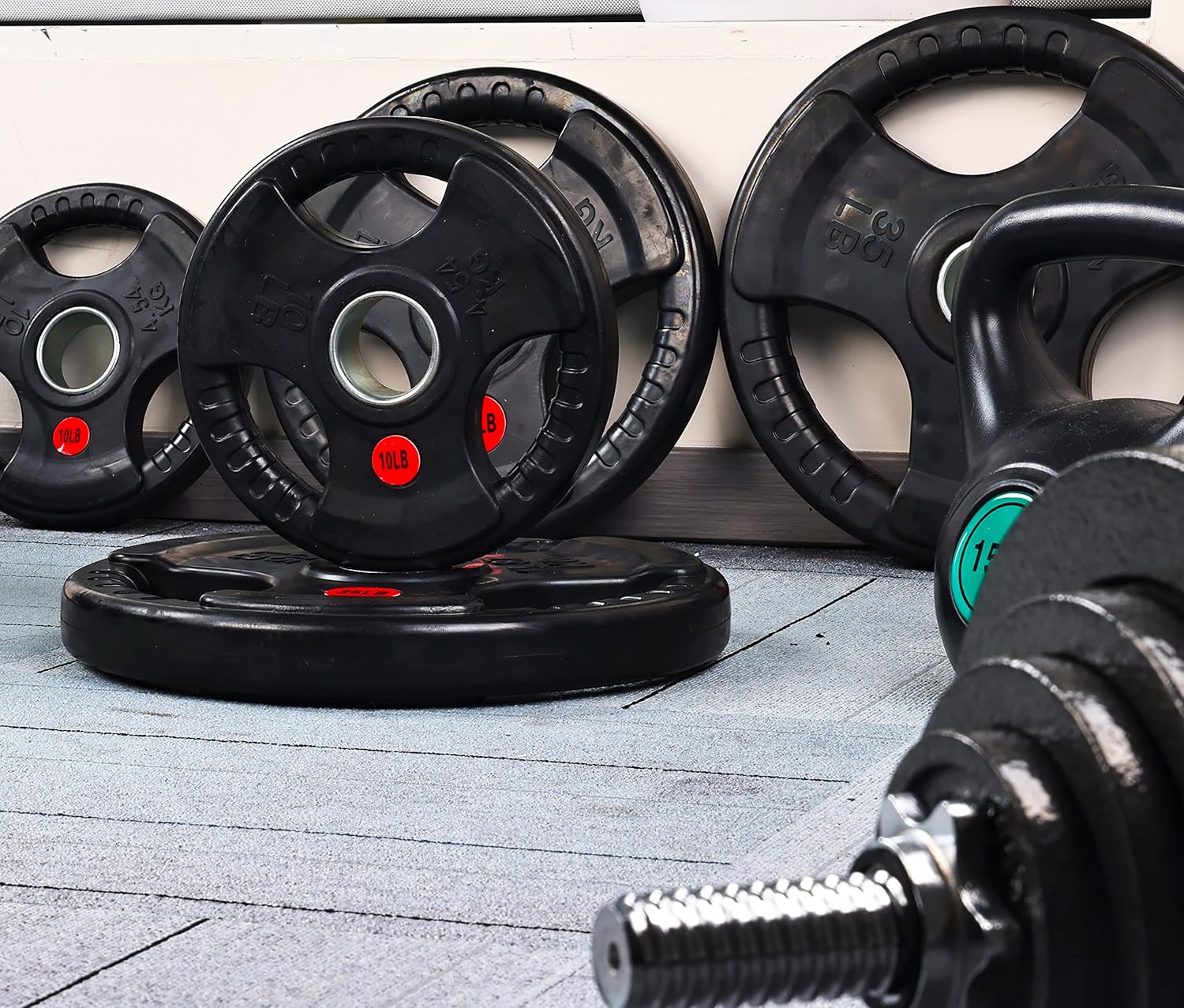 Signature Fitness Olympic 2-Inch Cast Iron Weight Plates - 35LB Pair for Strength Training