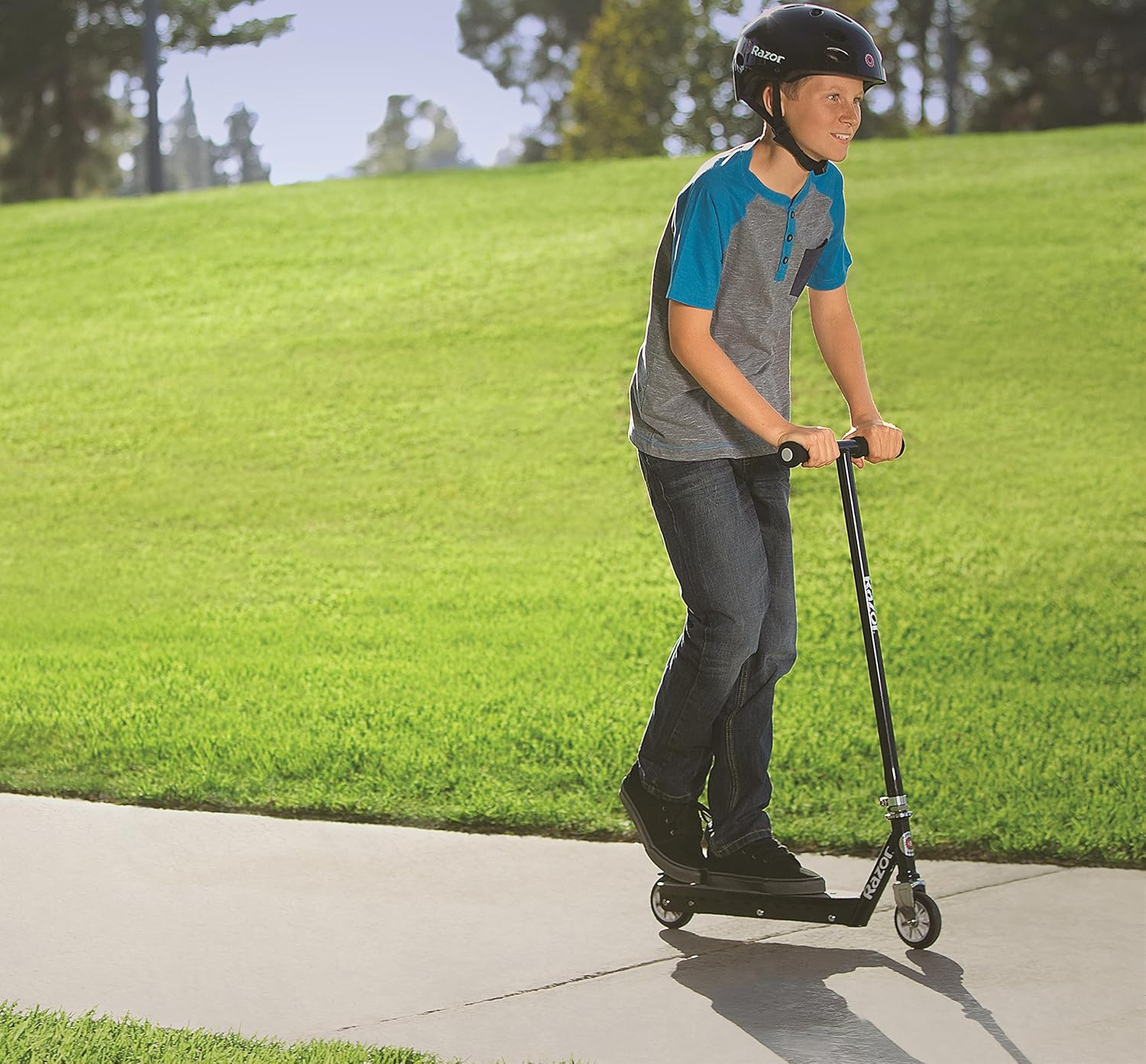 Razor Tekno Kick Scooter - Lightweight Steel Frame with Glowing Blue LED Deck | For Kids 6+