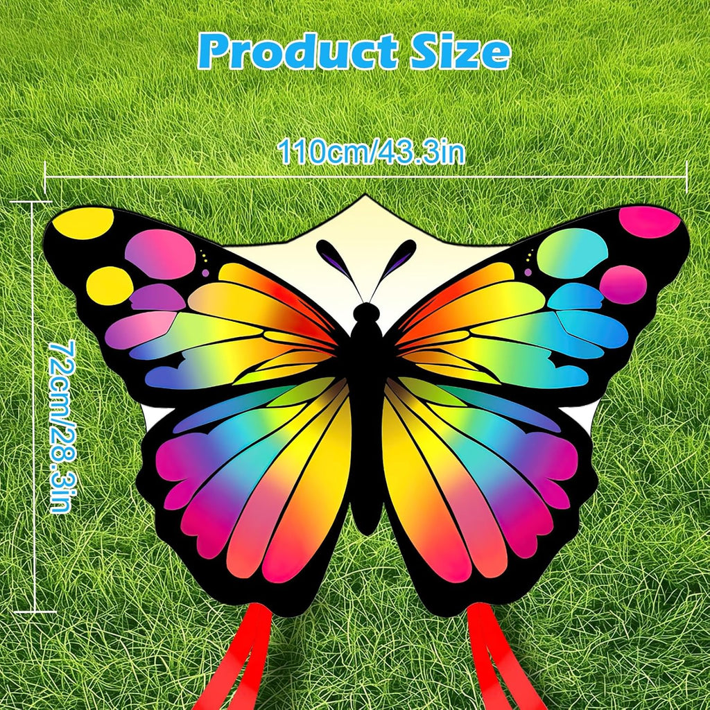 Skiennix Colorful Butterfly Kite - Easy to Fly for Kids & Adults | Perfect for Parks & Beach, 50M String Included